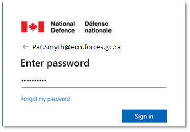 A screenshot of the D365 enter password window.